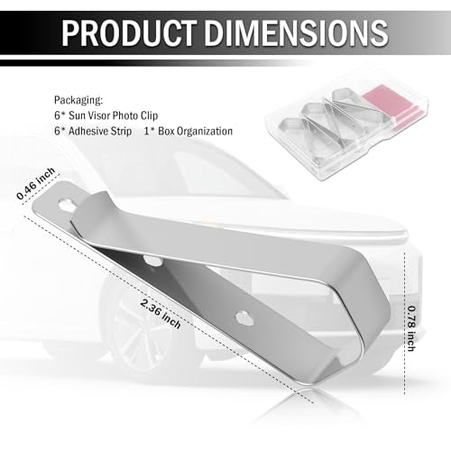 6PCS Visor Clips for Cars,Stainless Steel Sun Visor Clip with Adhesive,Portable Garage Door Opener Clip Car Visors Accessories for Fixing DIY Custom Displays,Photos in SUV,Truck - color: With Holes