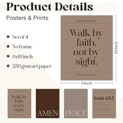 WEFKODO Scripture Christian Bible Verse Wall Art Brown Posters Prints - color: amen