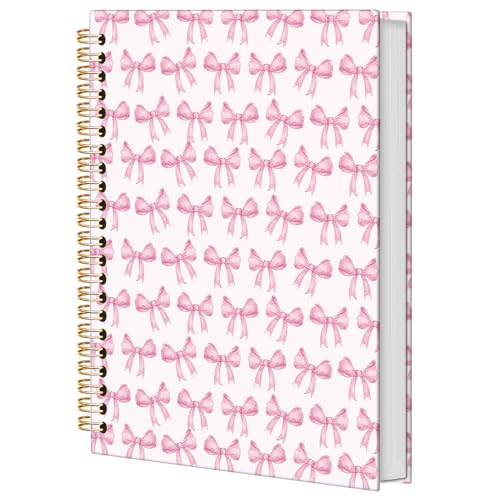 BNHJKFQZ Coquette Pink Bow Spiral Notebook, Preppy Bow Journal, Aesthetic Pink Journals for Writing, Girly Preppy Notebooks for Note Taking, Coquette Office Supplies, 5.5x8.3 Inch - color: Bible -pink bow