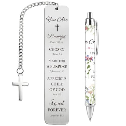 Bible Book Mark for Women, You are Beautiful Metal Set with Pen - style: You Are Beautiful