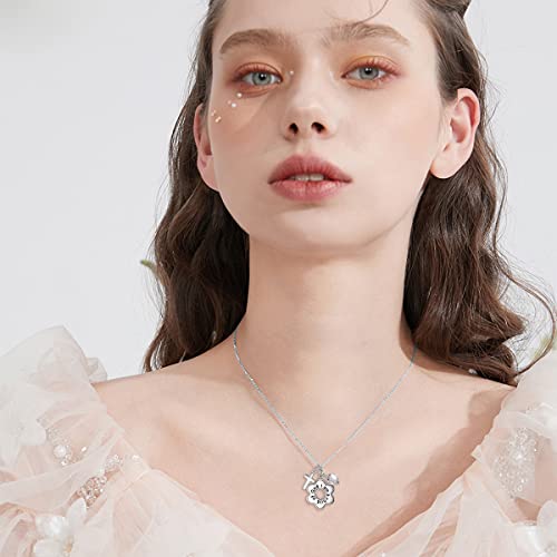 AOBOCO 925 Sterling Silver I Am a Child of God Daisy Necklace Jewelry Birthday Birthday Baptism Communion Gifts for Girls - color: Simulated Diamond