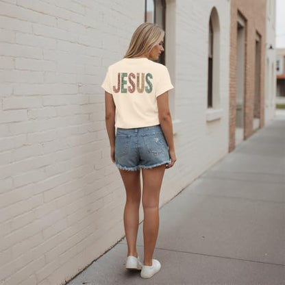 Christian Shirts for Women Jesus Tees Faith Shirts Bible Verse Print Tops - color: Apricot2, size: Medium