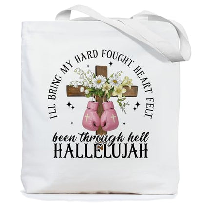 Chicimln Christian Goose Tote Bag, off to Praise the Lord Bible Verse Canvas Tote Bags - color: White 06