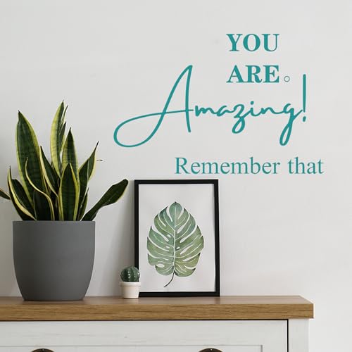 Turquoise Inspirational Wall Decals for Bathroom Teal Motivational Quotes Stickers Removable Wall Murals Peel and Stick Wall Decor for Girls Bedroom Living Room Office Dorm Mirror Kitchen Amazing - color: 01 Teal You Are Amazing