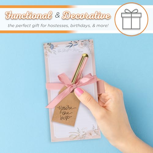 Christian Art Gifts Magnetic Notepad & Pen Set for Women, Be Still & Know - color: Soft Pink Floral/Be Still