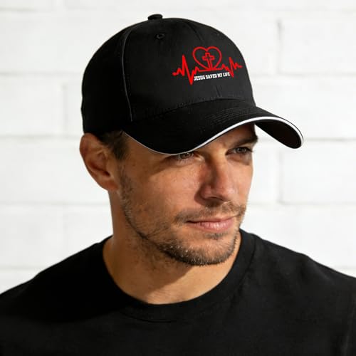 Jesus Baseball Cap for Men and Women Adjustable Christian Trucker Hat Fashion Cross Golf Hat - color: Jesus Saved My Life Love Heart Beat Christian Cross