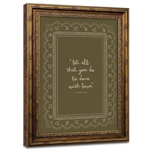 Framed Inspirational Bible Verse Wall Art Print “Let All That You Do Be Done with Love” Scripture Quote Picture with Vintage Christian Wall Decor for Living Room Bedroom Office 16x24 Inches - color: Bible Verse, Scripture Quote, 1 Corinthians 16:14, Inspi