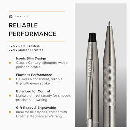 Cross Classic Century Titanium Gray Micro-knurl Ballpoint Pen, Black Ink - color: Titanium Gray Micro-knurl