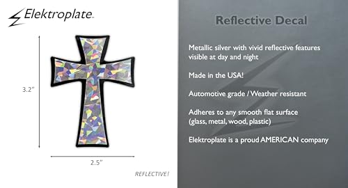 Elektroplate Christian Tapered Cross Reflective Car Decal 3.25" - color: Tapered Reflective