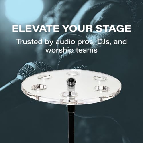 Multi Mic Holder – Holds 6 Mics | Clear Acrylic Mic Stand Organizer for DJ, Church, Stage & Studio | Fits Standard Mic Stands | Supply Goose | Wireless Mic Holder - style: Circle