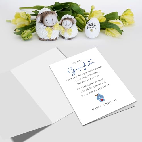 Nchigedy Birthday Card for Grandson, Grandson Poem Birthday Card, Happy Birthday Card for Adult Grandson, Grandson Birthday Card from Grandparents - color: #17