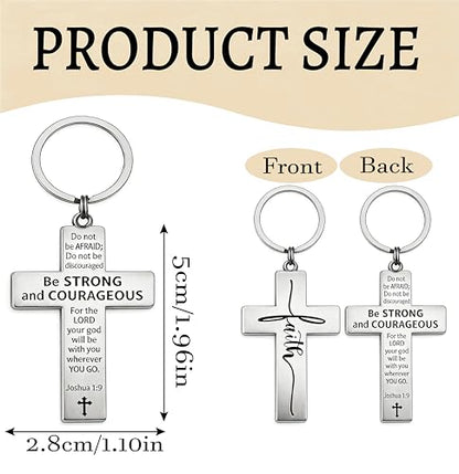 Cross Keychain for Men Women Teens, Christian Bible Verse Jesus Keychain, Religious Inspirational Scripture Accessories for Baptism First Communion Birthday Graduation
