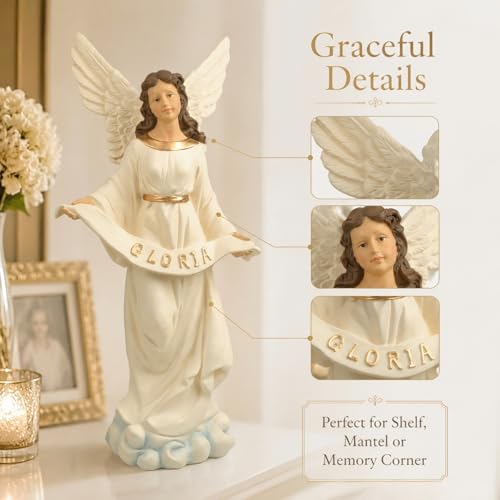 15 Inch Gloria Angel Figurine, Large Christmas Nativity Statue - size: 15inch