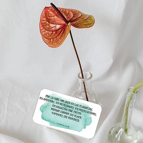 Inspiring Spanish Prayer Cards: 60 Assorted Mini Scripture Cards with Religious Bible Verses, Encouragement Messages, and Christian Motivational Gifts - style: Watercolor