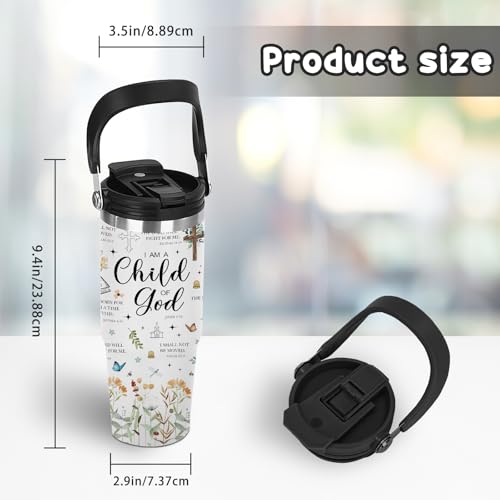 30oz Christian Tumbler with Handle, Stainless Steel Insulated Tumbler(1pc) - color: God2
