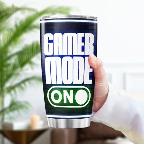 Mode On Insulated Stainless Steel Tumbler, Funny Gaming Cup for Men Boys Teenagers, I Paused My Game to Be Here 20oz Travel Mug for Coffee Water Juice Gift - color: Gamer Life J3