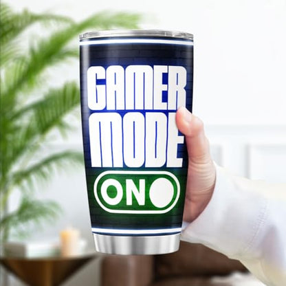 Mode On Insulated Stainless Steel Tumbler, Funny Gaming Cup for Men Boys Teenagers, I Paused My Game to Be Here 20oz Travel Mug for Coffee Water Juice Gift - color: Gamer Life J3