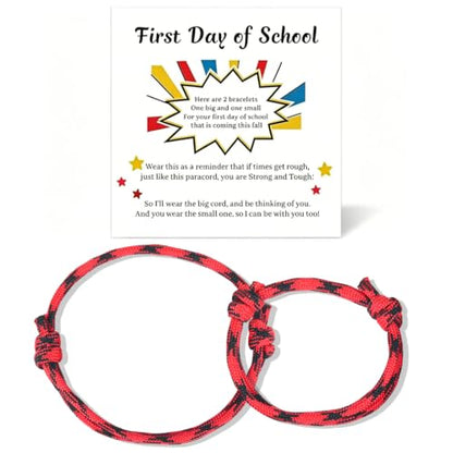 First Day of School Bracelets, Back to School Bracelets Mommy and Me - color: 2PCS Red