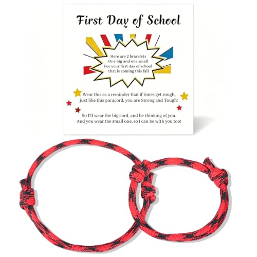 First Day of School Bracelets, Back to School Bracelets Mommy and Me - color: 2PCS Red