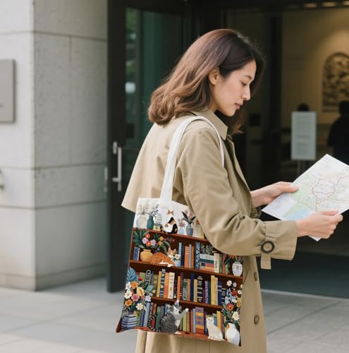 Book Canvas Bag, Read Tote Bag, Inspirational Canvas Bag. - color: White Read Inspirational-07