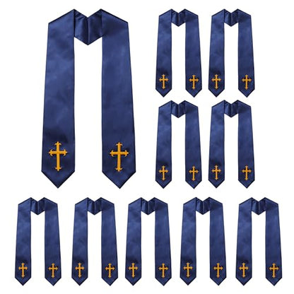 10 PC Clergy Stole & Choir Stole Bulk 60/72" - color: Navy Blue, size: 60 inch