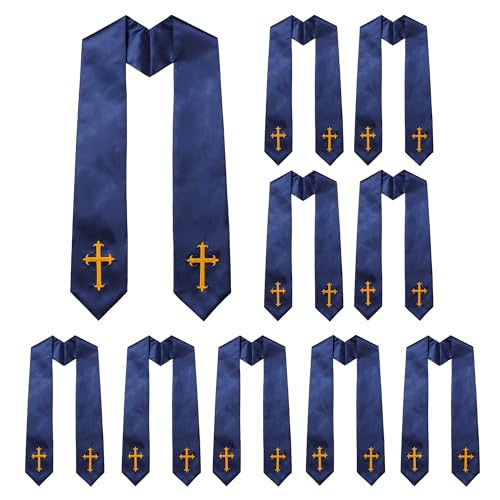 10 PC Clergy Stole & Choir Stole Bulk 60/72" - color: Navy Blue, size: 60 inch