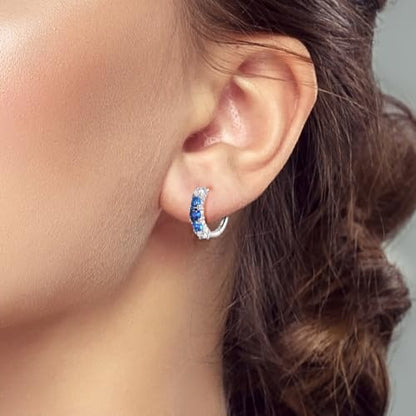 LAZA 925 Sterling Silver Earrings for Women Huggies Hoop Gold Earrings - color: Blue Earrings