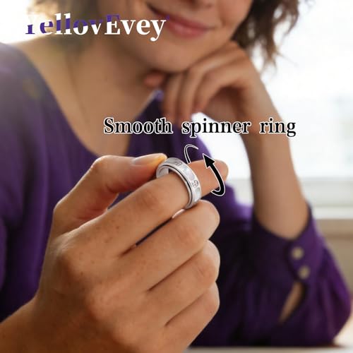 Fidget Ring for Women - Mother of Pearl Shell Cross 18K Gold Plated Love Ring Anxiety Relief Non Tarnish Stainless Steel Stackable Engagement Band - color: Silver, size: 6