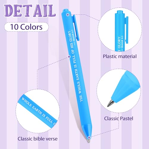 Cholemy 50 Pcs Bible Verse Pens Bulk Christian Pens Black Ink, Bright - color: Bright
