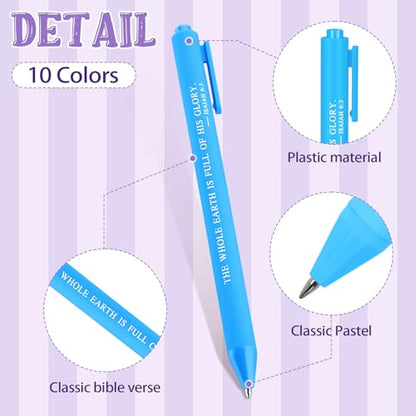 Cholemy 50 Pcs Bible Verse Pens Bulk Christian Pens Black Ink, Bright - color: Bright