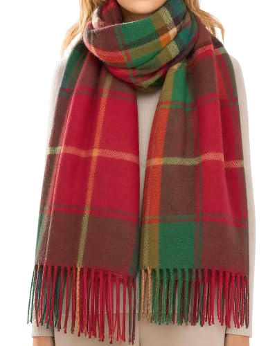 Loritta Winter Scarf for Women, Long Plaid Shawl Wraps Scarves Gifts - color: U-christmas Lattice