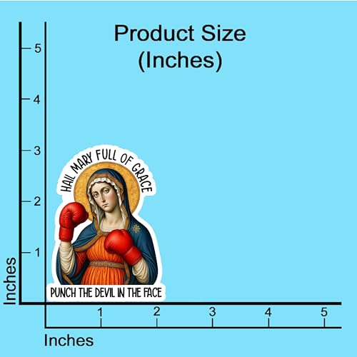 (3PCS) Hail Mary Full of Grace Punch The Devil in The Face Sticker Catholic Meme,Christian Faith Religious Bible Verse, Books Laptops Phone Water Bottles Tumbler Cup Kindle 3x2.1 Inch