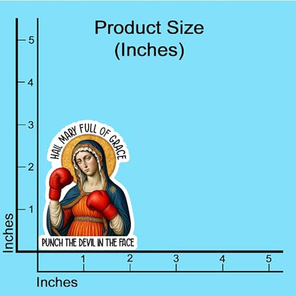 (3PCS) Hail Mary Full of Grace Punch The Devil in The Face Sticker Catholic Meme,Christian Faith Religious Bible Verse, Books Laptops Phone Water Bottles Tumbler Cup Kindle 3x2.1 Inch