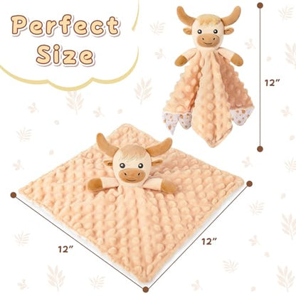 Loveys for Babies, Beige Highland Cow Baby Security Blanket - color: Brown Highland Cow