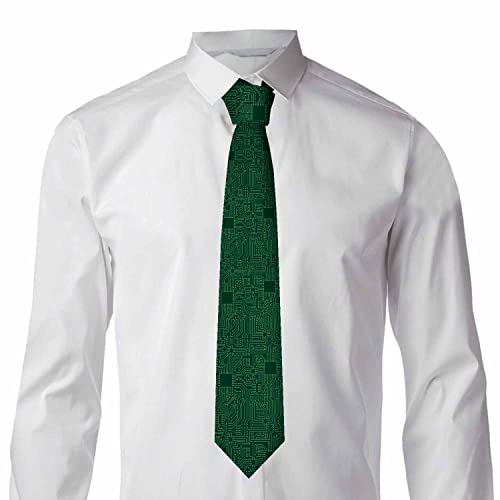 Black Dots Men's Neckties Retro Classic Circle Geometry Men's Tie for Mens Teens Business Work Casual Wedding Party - color: Computer Circuit Board