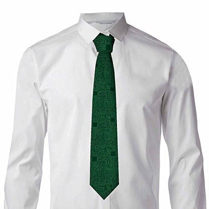 Black Dots Men's Neckties Retro Classic Circle Geometry Men's Tie for Mens Teens Business Work Casual Wedding Party - color: Computer Circuit Board