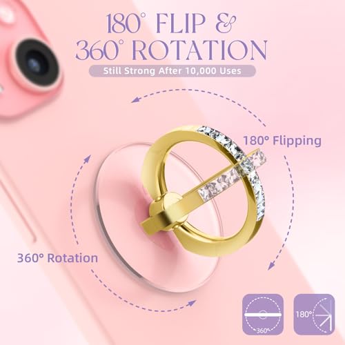2 Pcs Jsoerpay Clear Phone Ring Holder with Diamond, Gold - color: 2 Gold Diamond