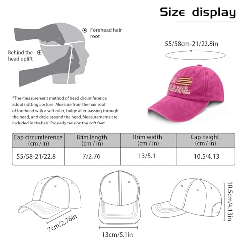U.S. 250th Anniversary 250 Years Freedoms 1776-2026 Baseball Hats Funny - color: Rose Red Color