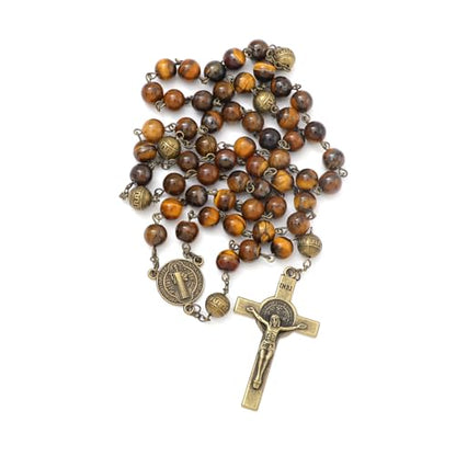 KOMI 8mm Natural Stone Beads Rosary Necklace Rosarios Catolicos Para Mujer Catholic Rosary Beads for Women Christian Gifts - style: Rosary-4
