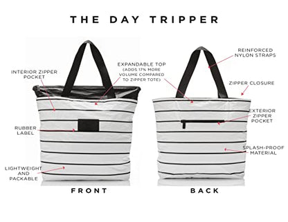ALOHA Collection Day Tripper Tote | Lightweight, Packable, and Splash-Proof Beach Tote Bag | Easy to Clean - color: Pinstripe, size: One Size - Zipper Tote
