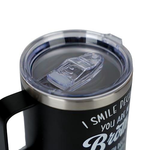 14 Oz Tumbler for Brother – Christmas, Birthday Present from Sister or Brother, Funny Drinkware for Him - color: Brother Smile
