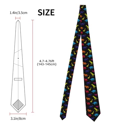 Men's Neckties, Novelty Printed Skinny Tie for Work Casual Party - color: Dinosaurs