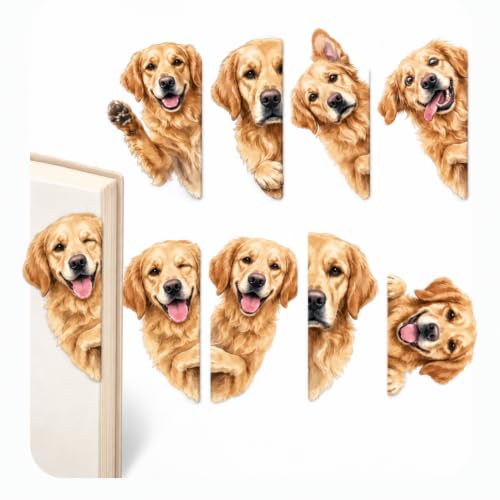 Golden Retriever Gifts for Women - Golden Retriever Magnetic Bookmarks 8PCS, Cute Dog Page Markers with Peek Design, Gifts for Dog Lovers Women, Book Accessories for Readers & Planners - style: Golden Retriever Gifts for Women