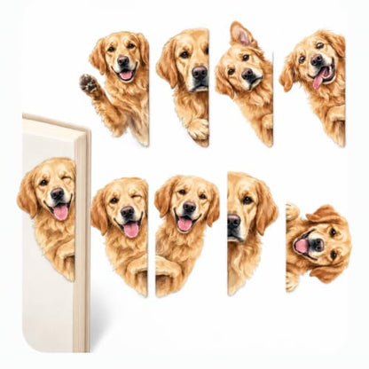 Golden Retriever Gifts for Women - Golden Retriever Magnetic Bookmarks 8PCS, Cute Dog Page Markers with Peek Design, Gifts for Dog Lovers Women, Book Accessories for Readers & Planners - style: Golden Retriever Gifts for Women