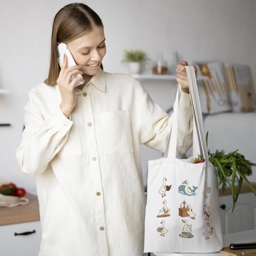 Chicimln Christian Goose Tote Bag, off to Praise the Lord Bible Verse Canvas Tote Bags - color: White 13