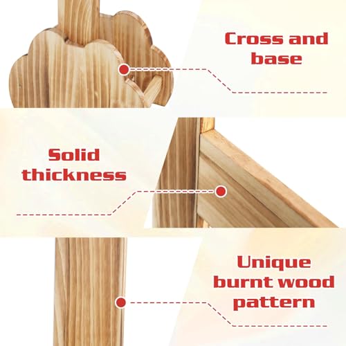 Kuabiz Large Wood Cross 32 Inch Easter Wood Standing Cross Decoration Jesus Christ Catholic Crafted Supplies He Is Risen Outdoor Decor for Home Wedding Communion Churchr (Lighting Not Included)