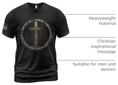 I Can Do All Things Through Christ, Jesus Shirts Men 2 - color: Black, size: Large