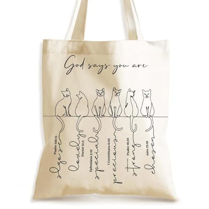 Aesthetics Canvas Tote Bag - Art Design Gift for Women, Reusable Purse Tote Bag with Inner Zip Pocket - style: God Says You Are