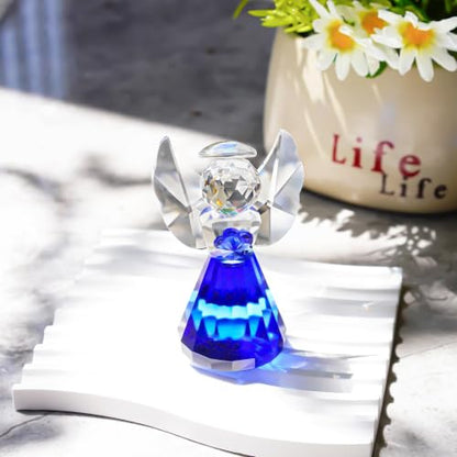 3.5'' Blue Crystal Guardian Angel Figurine,Glass Christmas Angel Ornaments - style: Blue Angel