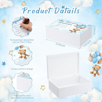 Thyle Blue Bear Wooden Newborn Baby Memories Keepsake Box - style: Bear